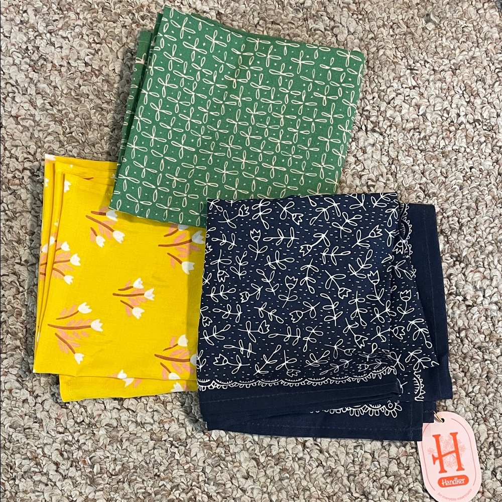 Handker Bandana Set - Green, Yellow, and Navy
